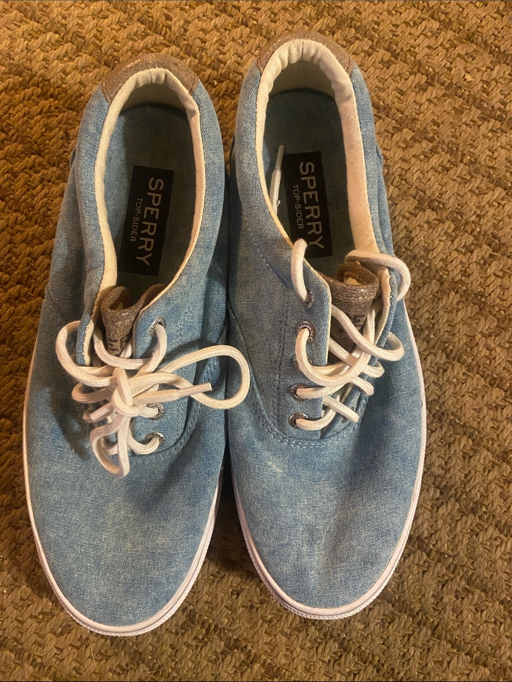 Sperry Light Blue Canvas Lace-Up Sneakers with White Laces